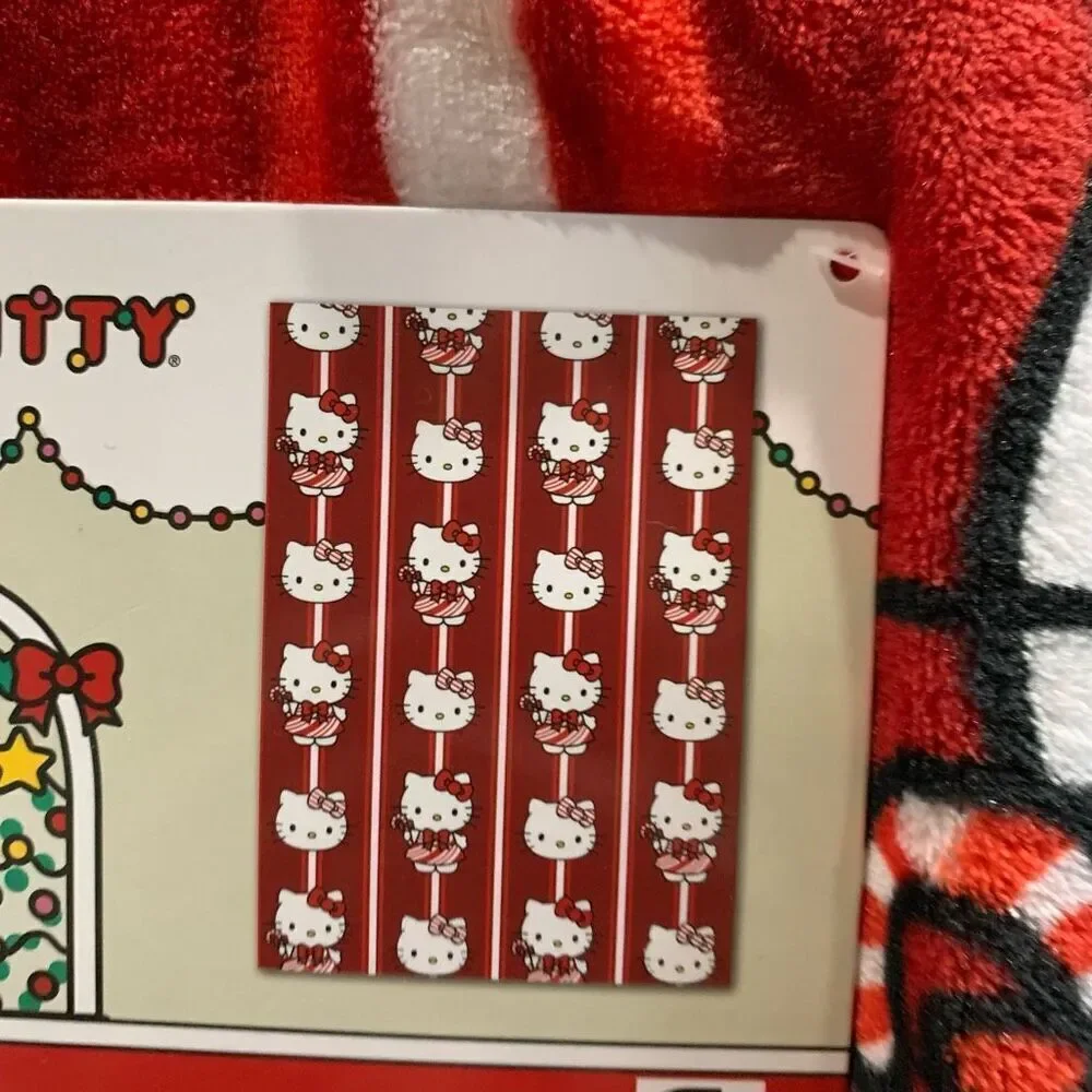 Hello kitty candy cane Christmas blanket